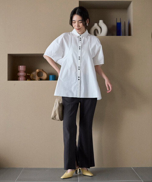 Firsthand(ファーストハンド)の「Firsthand/ファーストハンド 切替デザイン バルーンスリーブシャツ / 5分袖 ブラウス(シャツ/ブラウス・レディース・ホワイト/サックスブルー/ブラック・FREE)」の13枚目の写真