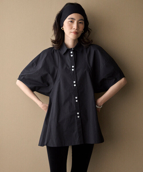 Firsthand(ファーストハンド)の「Firsthand/ファーストハンド 切替デザイン バルーンスリーブシャツ / 5分袖 ブラウス(シャツ/ブラウス・レディース・ホワイト/サックスブルー/ブラック・FREE)」の18枚目の写真