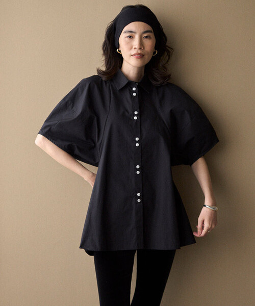 Firsthand(ファーストハンド)の「Firsthand/ファーストハンド 切替デザイン バルーンスリーブシャツ / 5分袖 ブラウス(シャツ/ブラウス・レディース・ホワイト/サックスブルー/ブラック・FREE)」の20枚目の写真