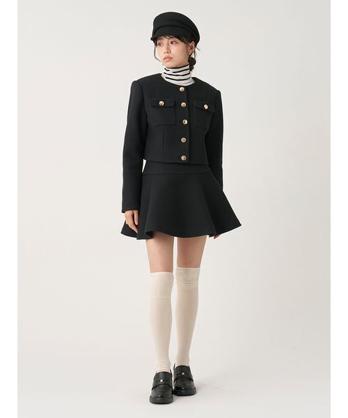 SNIDEL(スナイデル)の「【セットアップ対応】ウールライクジャケット(ノーカラージャケット・レディース・チェック/ブラウン/ブラック・0/1)」の20枚目の写真