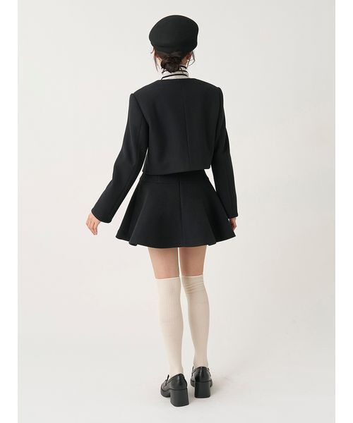 SNIDEL(スナイデル)の「【セットアップ対応】ウールライクジャケット(ノーカラージャケット・レディース・チェック/ブラウン/ブラック・0/1)」の21枚目の写真