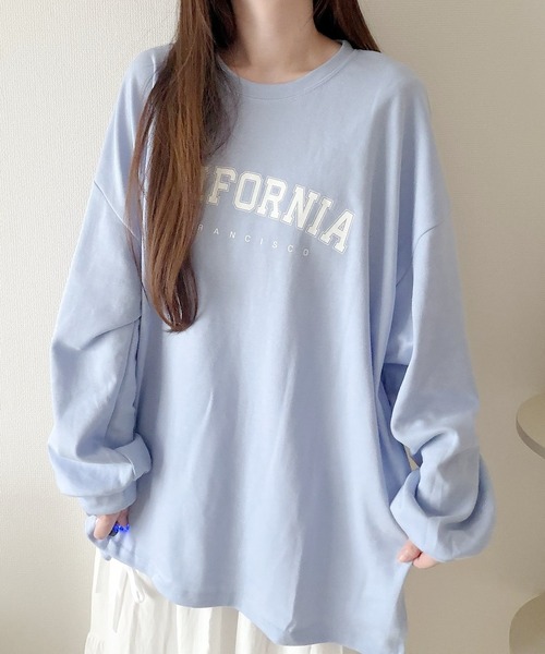 Nana(ナナ)の「カレッジロゴ オーバーサイズロンT(Tシャツ/カットソー・レディース・ブルー/ホワイト・FREE)」の3枚目の写真