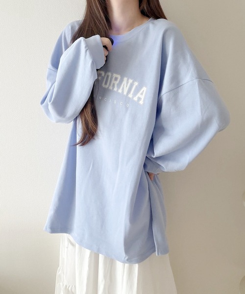 Nana(ナナ)の「カレッジロゴ オーバーサイズロンT(Tシャツ/カットソー・レディース・ブルー/ホワイト・FREE)」の4枚目の写真