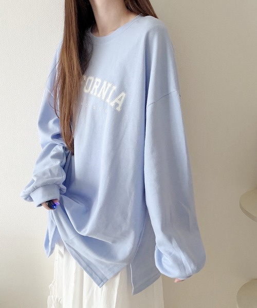Nana(ナナ)の「カレッジロゴ オーバーサイズロンT(Tシャツ/カットソー・レディース・ブルー/ホワイト・FREE)」の5枚目の写真