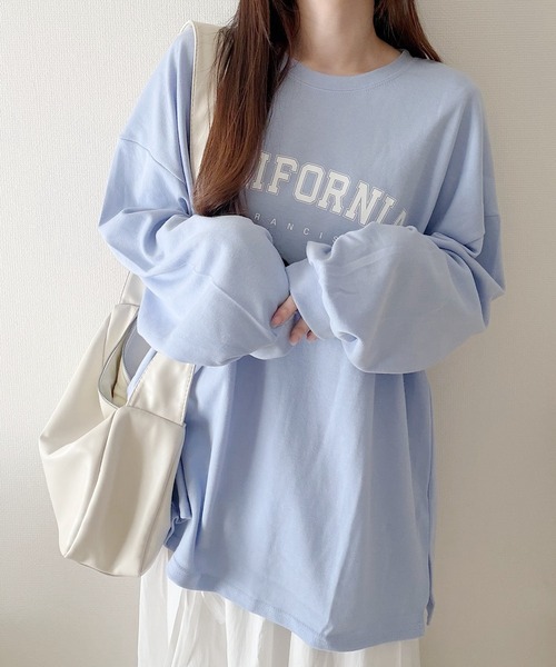 Nana(ナナ)の「カレッジロゴ オーバーサイズロンT(Tシャツ/カットソー・レディース・ブルー/ホワイト・FREE)」の10枚目の写真