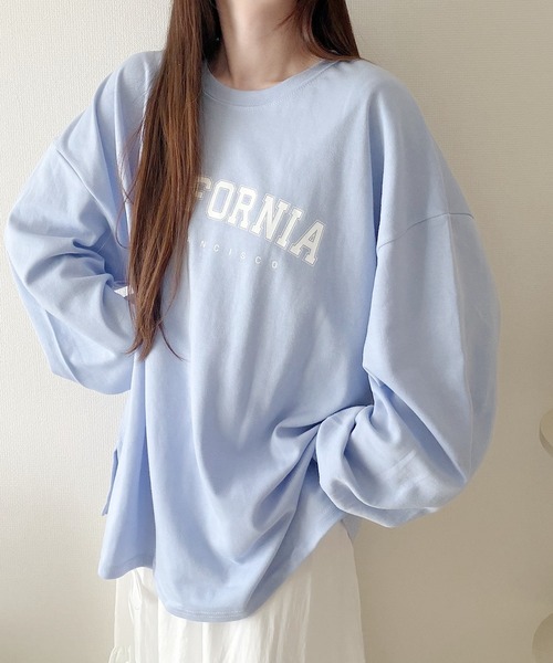 Nana(ナナ)の「カレッジロゴ オーバーサイズロンT(Tシャツ/カットソー・レディース・ブルー/ホワイト・FREE)」の11枚目の写真