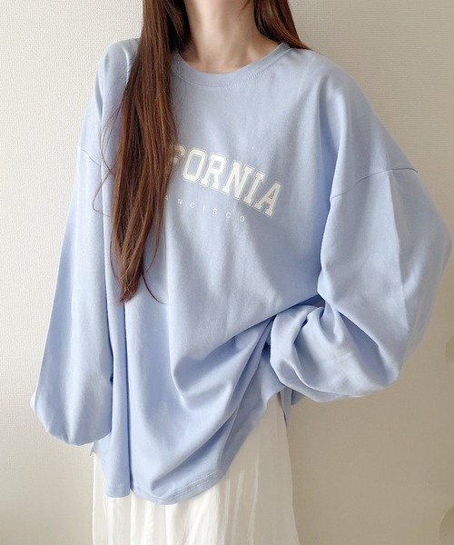 Nana(ナナ)の「カレッジロゴ オーバーサイズロンT(Tシャツ/カットソー・レディース・ブルー/ホワイト・FREE)」の12枚目の写真