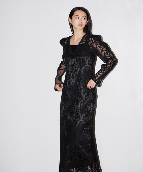 ANDRESD(アンドレスド)の「コーディドレースレーヤードドレス / corded lace layered dress(ドレス・レディース・ブラック・M/S/L)」の13枚目の写真