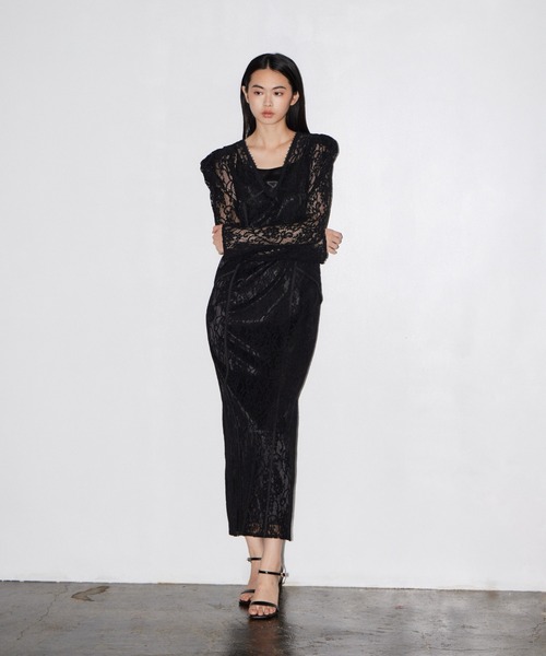 ANDRESD(アンドレスド)の「コーディドレースレーヤードドレス / corded lace layered dress(ドレス・レディース・ブラック・M/S/L)」の12枚目の写真