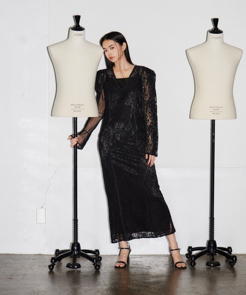 ANDRESD(アンドレスド)の「コーディドレースレーヤードドレス / corded lace layered dress(ドレス・レディース・ブラック・M/S/L)」の2枚目の写真