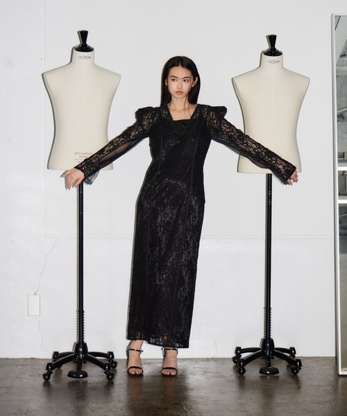 ANDRESD(アンドレスド)の「コーディドレースレーヤードドレス / corded lace layered dress(ドレス・レディース・ブラック・M/S/L)」の3枚目の写真