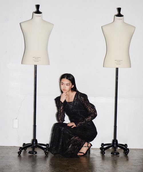 ANDRESD(アンドレスド)の「コーディドレースレーヤードドレス / corded lace layered dress(ドレス・レディース・ブラック・M/S/L)」の5枚目の写真