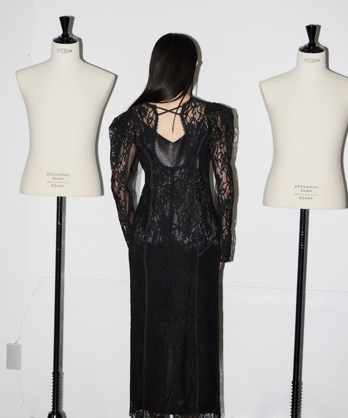 ANDRESD(アンドレスド)の「コーディドレースレーヤードドレス / corded lace layered dress(ドレス・レディース・ブラック・M/S/L)」の6枚目の写真