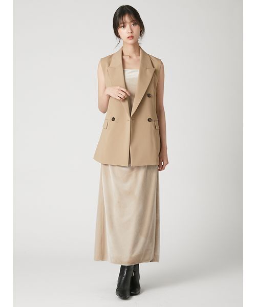 FRAY I.D(フレイアイディー)の「ベロアキャミIラインドレープワンピース(ワンピース・レディース・ベージュ/チャコールグレー/ブラウン・0/1)」の19枚目の写真