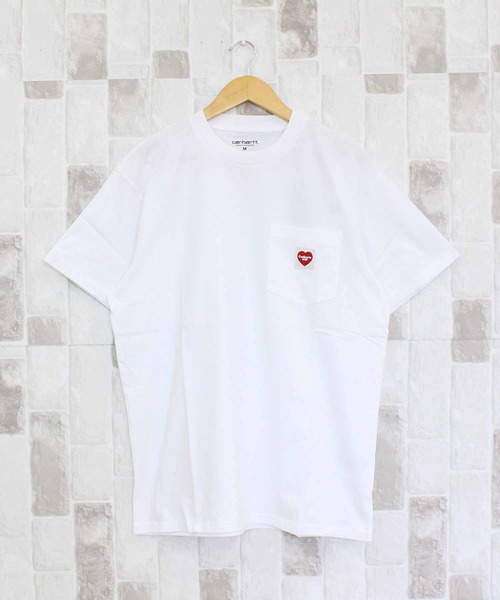 Carhartt WIP(カーハートダブリューアイピー)の「WIP ポケットハート ワンポイント 半袖Tシャツ S/S Pocket Heart T-Shirt(Tシャツ/カットソー・メンズ・ホワイト×レッド/ブラック×ブラック・XL/L/M)」の1枚目の写真