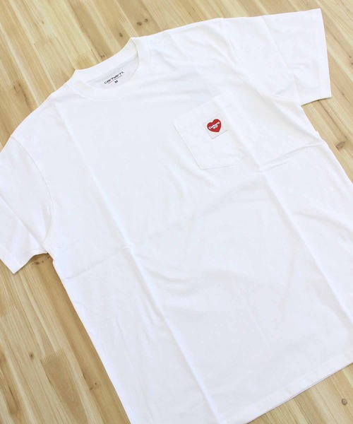 Carhartt WIP(カーハートダブリューアイピー)の「WIP ポケットハート ワンポイント 半袖Tシャツ S/S Pocket Heart T-Shirt(Tシャツ/カットソー・メンズ・ホワイト×レッド/ブラック×ブラック・XL/L/M)」の5枚目の写真