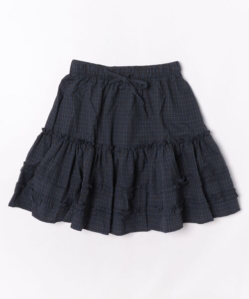 SPINNS(スピンズ)の「チェックミドルスカート/3段フリル/NEO森ガール(スカート・レディース・グレー/ネイビー・ONESIZE)」の3枚目の写真