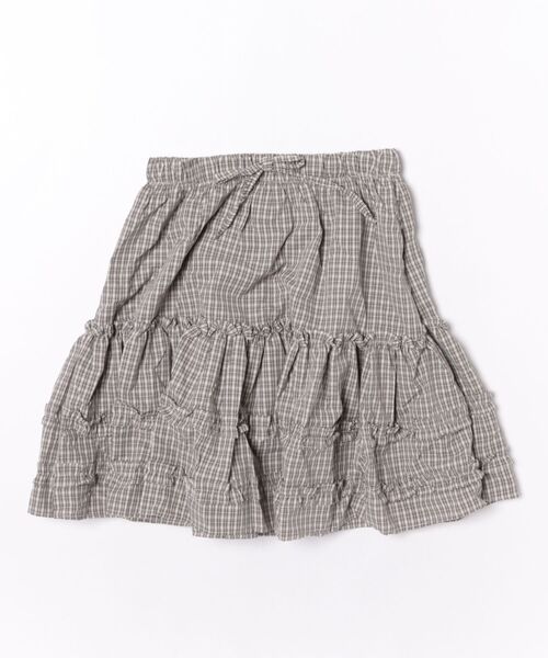 SPINNS(スピンズ)の「チェックミドルスカート/3段フリル/NEO森ガール(スカート・レディース・グレー/ネイビー・ONESIZE)」の5枚目の写真