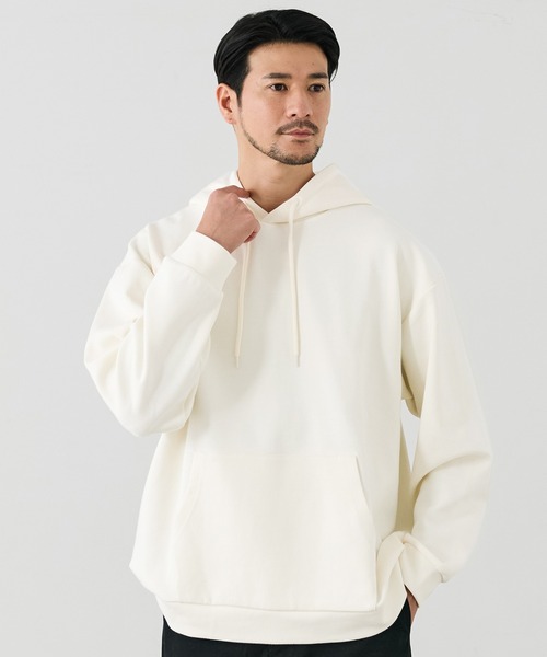 coca（coca）（コカ）の「ソフトスウェットワイドプルパーカー（パーカー・メンズ・ブラック/ホワイト・XL/M/L）」の2枚目の写真