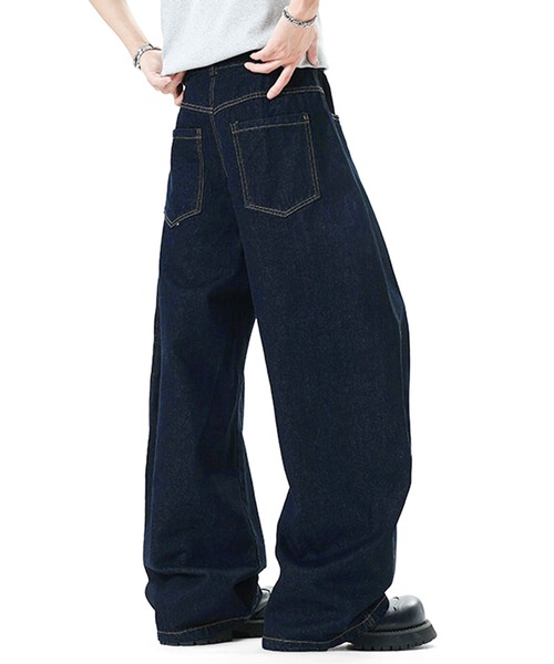 JOHNNY WOLF(ジョニーウルフ)の「MONEV スカーフ付き ワンウォッシュ ワイドバレル デニムパンツ(デニムパンツ・メンズ・ネイビー・L/M/S)」の7枚目の写真