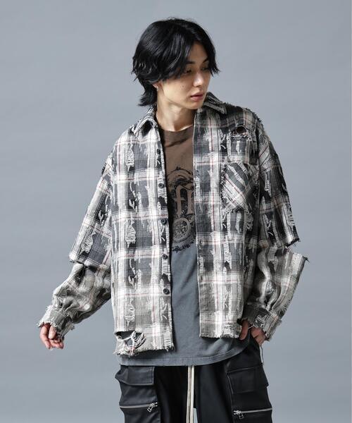 DANKE SCHON(ダンケシェーン)の「DankeSchon/ダンケシェーン/DAMAGE CHECK SHIRTS(シャツ/ブラウス・メンズ・レッド/ブルー/ブラック系その他・M/L)」の4枚目の写真