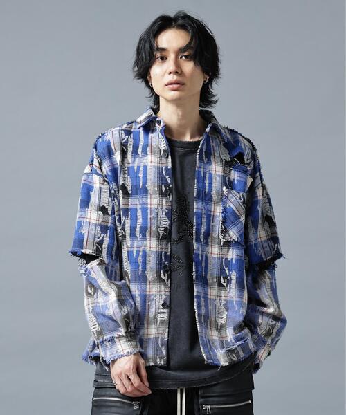 DANKE SCHON(ダンケシェーン)の「DankeSchon/ダンケシェーン/DAMAGE CHECK SHIRTS(シャツ/ブラウス・メンズ・レッド/ブルー/ブラック系その他・M/L)」の21枚目の写真