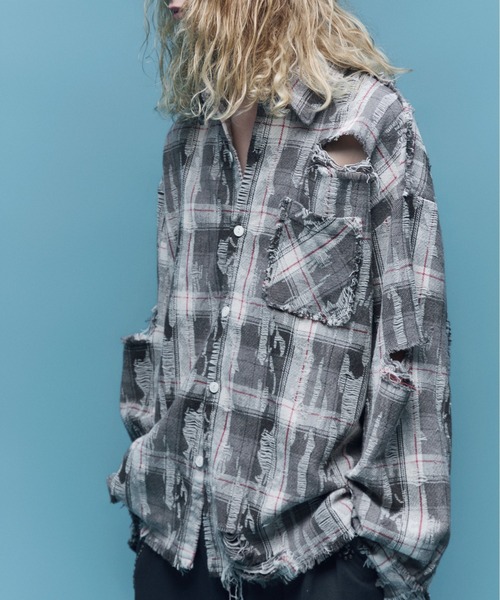 DANKE SCHON(ダンケシェーン)の「DankeSchon/ダンケシェーン/DAMAGE CHECK SHIRTS(シャツ/ブラウス・メンズ・レッド/ブルー/ブラック系その他・M/L)」の2枚目の写真