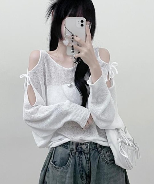 semplice（センプリチェ）の「カットソー【韓国ファッション】（Tシャツ/カットソー・レディース・ホワイト/ブラック/グレー・F）」の7枚目の写真