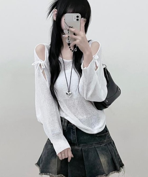 semplice（センプリチェ）の「カットソー【韓国ファッション】（Tシャツ/カットソー・レディース・ホワイト/ブラック/グレー・F）」の12枚目の写真