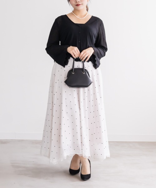 CLETTE(クレット)の「ベルスリーブシアーカーディガン(カーディガン/ボレロ・レディース・ブラック/オフホワイト/ピンク・LL/3L/4L)」の8枚目の写真