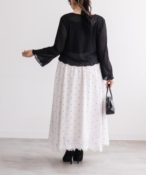 CLETTE(クレット)の「ベルスリーブシアーカーディガン(カーディガン/ボレロ・レディース・ブラック/オフホワイト/ピンク・LL/3L/4L)」の9枚目の写真