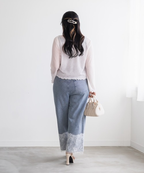 CLETTE(クレット)の「ベルスリーブシアーカーディガン(カーディガン/ボレロ・レディース・ブラック/オフホワイト/ピンク・LL/3L/4L)」の13枚目の写真