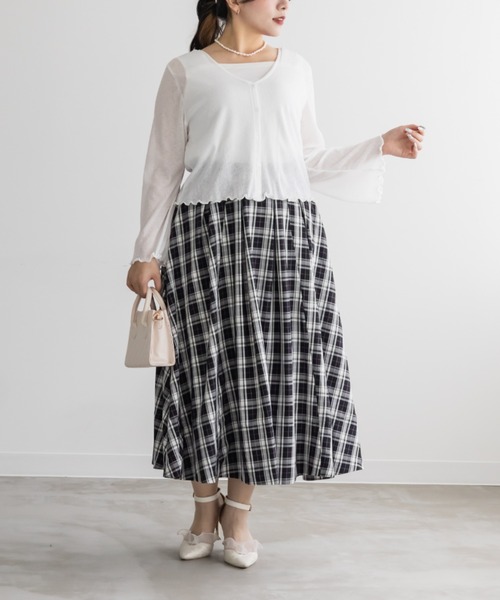 CLETTE(クレット)の「ベルスリーブシアーカーディガン(カーディガン/ボレロ・レディース・ブラック/オフホワイト/ピンク・LL/3L/4L)」の5枚目の写真