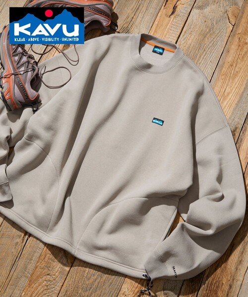 KAVU(カブー)の「KAVU/カブー 限定展開 KAVU×FREAK'S STORE / カブ― 別注 スピンドル クルーネック スウェット(スウェット・メンズ・グレイッシュベージュ/ネイビー/ブラック/アッシュグレー・SMALL/MEDIUM/LARGE)」の4枚目の写真