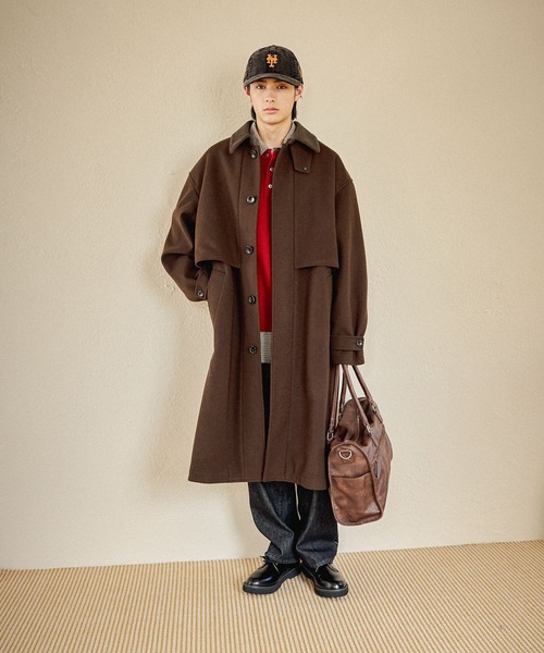 niko and...(ニコアンド)の「ウーリーテックフライヨークコート(ステンカラーコート・メンズ・ダークブラウン/ブラック・LARGE/MEDIUM)」の20枚目の写真