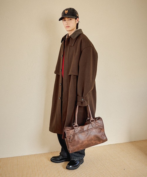 niko and...(ニコアンド)の「ウーリーテックフライヨークコート(ステンカラーコート・メンズ・ダークブラウン/ブラック・LARGE/MEDIUM)」の21枚目の写真