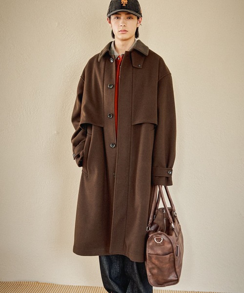 niko and...(ニコアンド)の「ウーリーテックフライヨークコート(ステンカラーコート・メンズ・ダークブラウン/ブラック・LARGE/MEDIUM)」の22枚目の写真