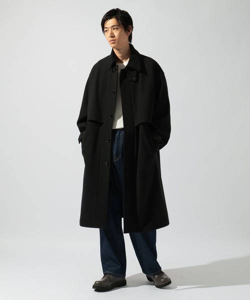 niko and...(ニコアンド)の「ウーリーテックフライヨークコート(ステンカラーコート・メンズ・ダークブラウン/ブラック・LARGE/MEDIUM)」の13枚目の写真
