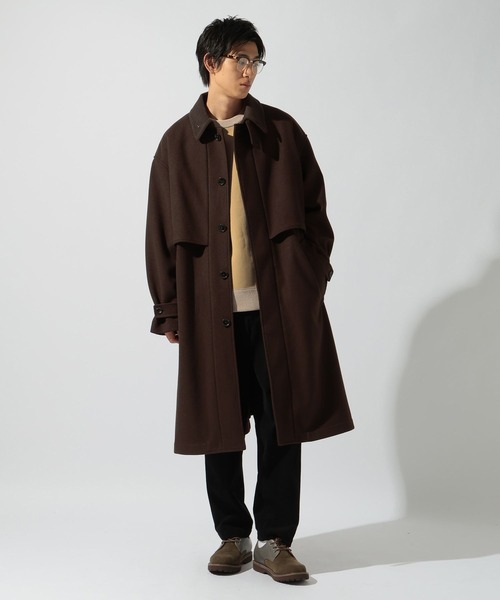 niko and...(ニコアンド)の「ウーリーテックフライヨークコート(ステンカラーコート・メンズ・ダークブラウン/ブラック・LARGE/MEDIUM)」の17枚目の写真