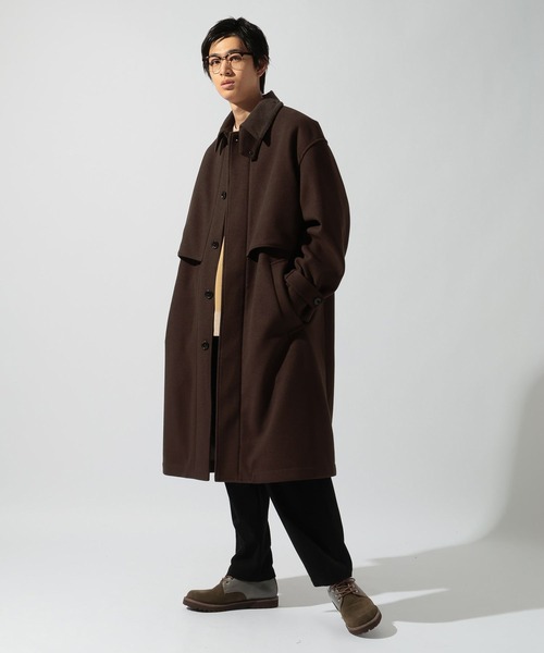 niko and...(ニコアンド)の「ウーリーテックフライヨークコート(ステンカラーコート・メンズ・ダークブラウン/ブラック・LARGE/MEDIUM)」の18枚目の写真