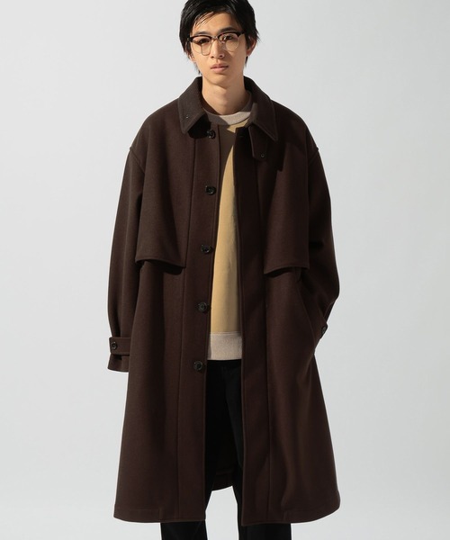 niko and...(ニコアンド)の「ウーリーテックフライヨークコート(ステンカラーコート・メンズ・ダークブラウン/ブラック・LARGE/MEDIUM)」の7枚目の写真