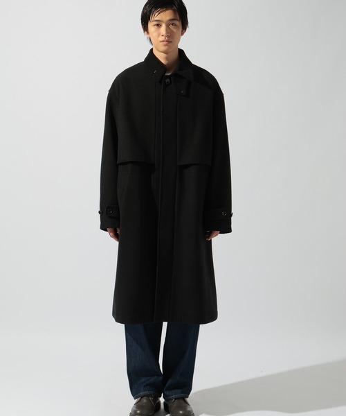 niko and...(ニコアンド)の「ウーリーテックフライヨークコート(ステンカラーコート・メンズ・ダークブラウン/ブラック・LARGE/MEDIUM)」の9枚目の写真