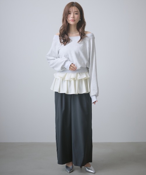 AND COUTURE(アンドクチュール)の「フリルミニスカートセットパンツ(その他パンツ・レディース・ブラック/チャコールグレー・SMALL/MEDIUM)」の8枚目の写真