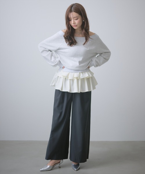 AND COUTURE(アンドクチュール)の「フリルミニスカートセットパンツ(その他パンツ・レディース・ブラック/チャコールグレー・SMALL/MEDIUM)」の9枚目の写真