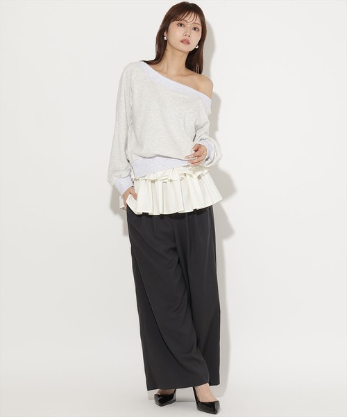 AND COUTURE(アンドクチュール)の「フリルミニスカートセットパンツ(その他パンツ・レディース・ブラック/チャコールグレー・SMALL/MEDIUM)」の14枚目の写真