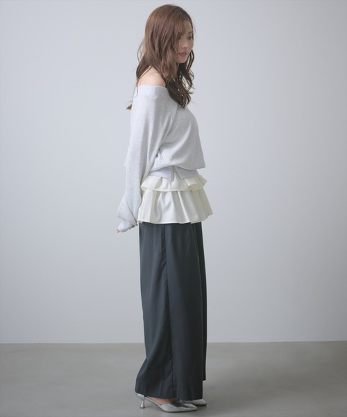 AND COUTURE(アンドクチュール)の「フリルミニスカートセットパンツ(その他パンツ・レディース・ブラック/チャコールグレー・SMALL/MEDIUM)」の12枚目の写真