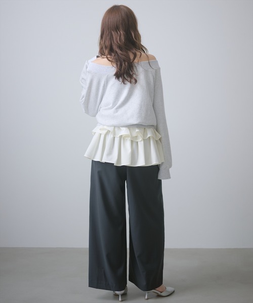 AND COUTURE(アンドクチュール)の「フリルミニスカートセットパンツ(その他パンツ・レディース・ブラック/チャコールグレー・SMALL/MEDIUM)」の13枚目の写真