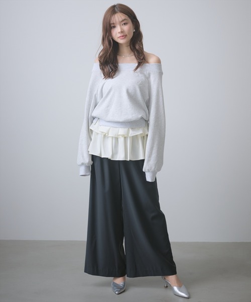 AND COUTURE(アンドクチュール)の「フリルミニスカートセットパンツ(その他パンツ・レディース・ブラック/チャコールグレー・SMALL/MEDIUM)」の11枚目の写真