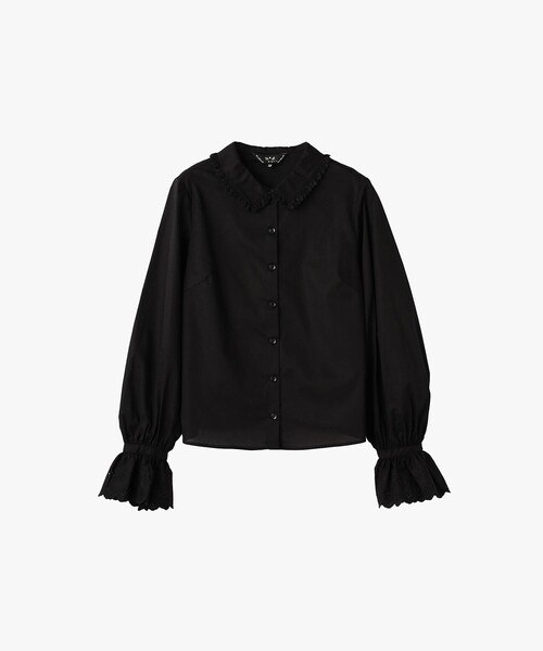 To b. by agnes b.(トゥービーバイアニエスベー)の「コットン レース 長袖 ブラウス(シャツ/ブラウス・レディース・ブラック・38/40)」の1枚目の写真
