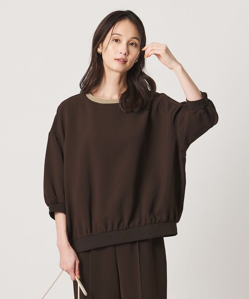 UNITED ARROWS（ユナイテッドアローズ）の「COMFY ７分袖 プルオーバー ブラウス ‐ウォッシャブル 防汚 UVカット‐（シャツ/ブラウス・レディース・ブラック/ダークブラウン・FREE）」の3枚目の写真